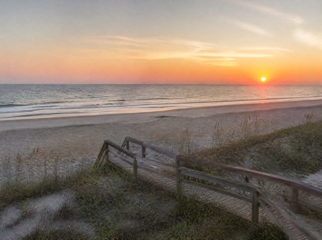 Ocean Isle Beach, NC shoreline at sunrise